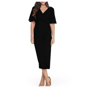 NWT Maggy London Flutter Sleeve Faux Wrap midi Dress Size 10